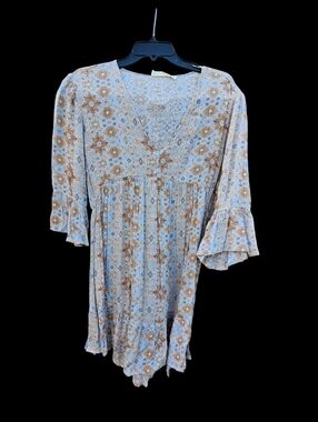 Millibon Floral V-Neck Boho Dress Women Size M